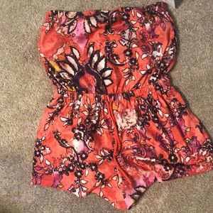Size small strapless pink floral romper
